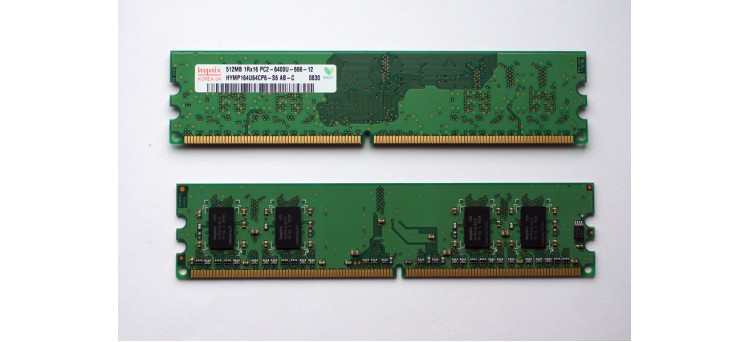 2 x Used PC RAM Memory Modules 512MB 1Rx16 PC2-6400U-666-12 DDR2