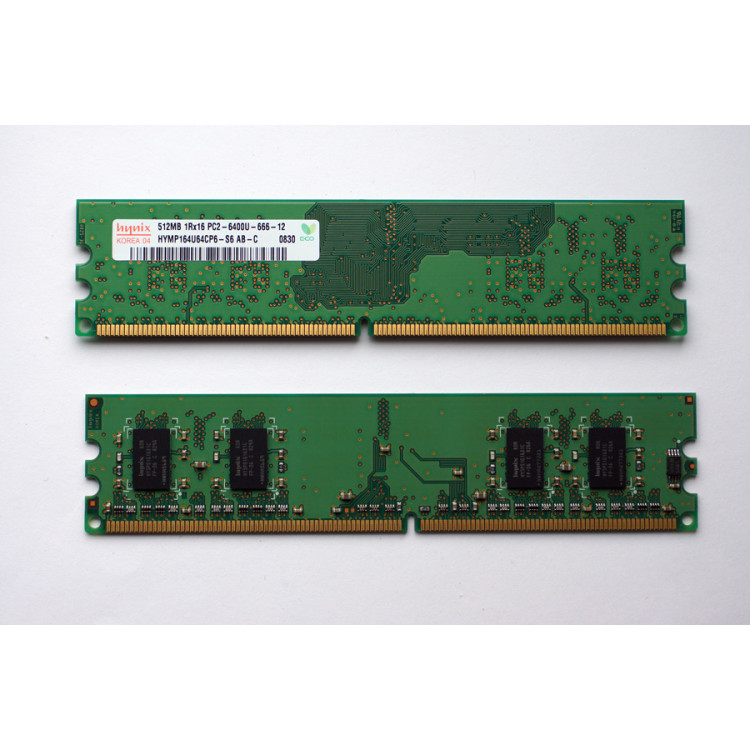 2 x Used PC RAM Memory Modules 512MB 1Rx16 PC2-6400U-666-12 DDR2