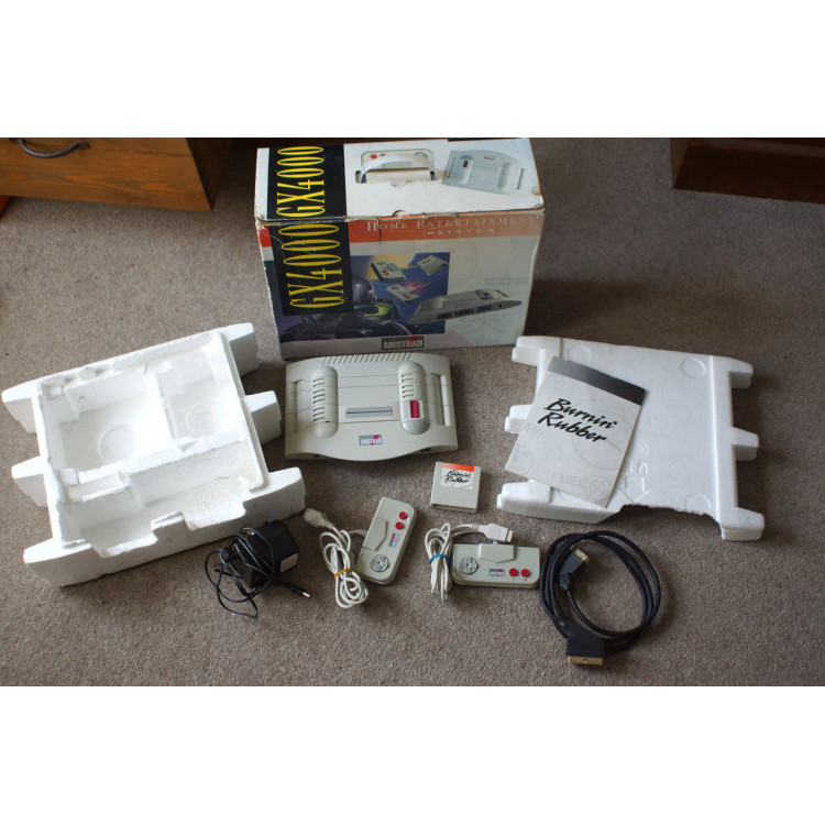 GX4000 Amstrad Games Console with Gamepads/controllers, Burnin' Rubber Game, Power Supply, Scart & Box